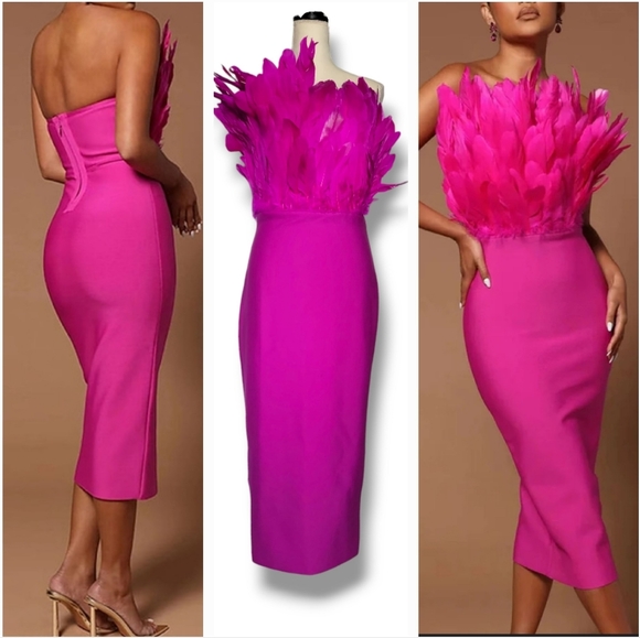 Novaluxe Bodycon Midi Prom Cocktail Formal Party Dress Size Large - Picture 1 of 12